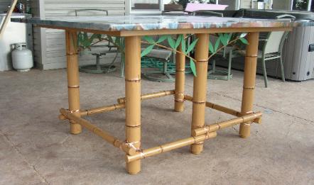 structual steel bamboo table